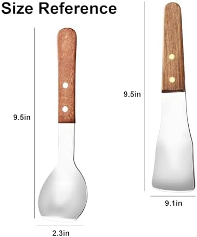 Ice Cream Scoop Ice Cream Shovel Stainless Steel Ice Cream Spade with Comfortable Wood Handle Nonstick and Anti-Freeze Ice Cream Scooper, 2 Pcs