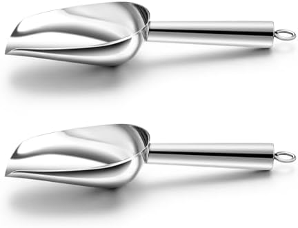 TeamFar Mini Scoop Set of 2, 3 Oz Small Ice Canister Candy Scoops - Silver