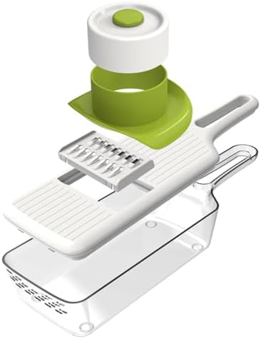 WAGENSTEIGER Stainless Steel Mandoline Slicer - Adjustable Multi-Blade Vegetable & Food Chopper with 6 Interchangeable Blades, Safe Hand Guard, Non-Slip Base & Catch Tray – Julienne Slicer