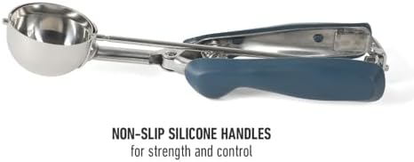 Calphalon Cookie Scoop, Stainless Steel Trigger Scoop for Cookie Dough, Ice Cream & Batter, Portion Control Kitchen Scoop with Release Mechanism, Navy