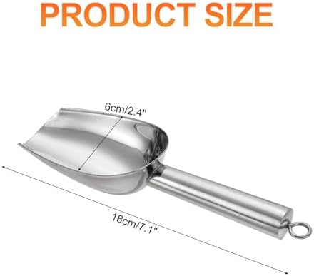 uxcell Metal Ice Scoop, 7.1" x 2.4"Stainless Steel Ice Scooper for Kitchen Party Bar Wedding, Silver