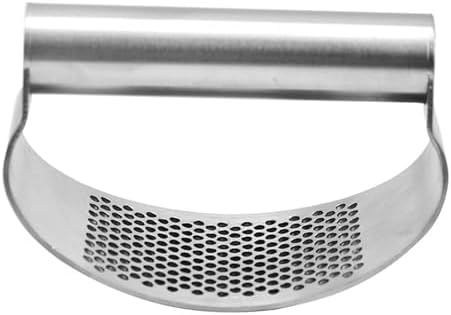Garlic Press Rocker, Crusher Grinder Masher Bottle opener, Portable Manual Stainless Steel Wide Handle Garlic Crusher with Peeler(Style1-1pc)