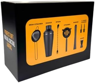 9-Piece Cocktail Shaker Bartender Kit with Stand, Matte Black Bar Tools