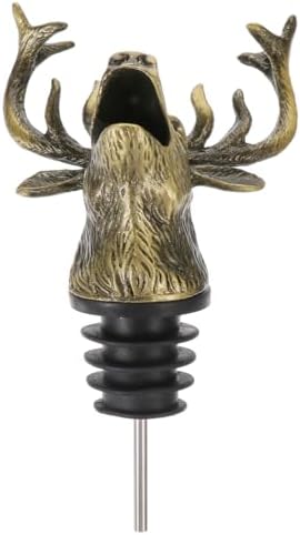 STOBAZA Deer Head Wine Pourer Aerator, Stag Liquor Bottle Spouts for Alcohol, Hunting Presents for Men Dad Husband, Funny Stocking Stuffers, Zinc Alloy Elk Animal Stopper for Bar