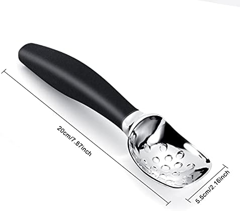 Professional Ice Cream Scoop with Ergonomic Anti-Slip Handle - Rust-Proof Zinc Alloy, Anti-Freeze Design for Home & Commercial Use (Black)
