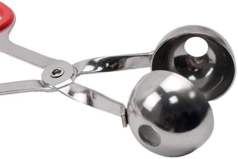 2 Pcs Meatball Maker Tongs None-Stick Meatball Maker Stainless Steel Meat Ballers Scoop Ball Maker Ice Tongs for Meat, Cake Pop, Ice Cream Scoop, Fruit, Cookie Dough, Melon -Red & Blue（M Size）