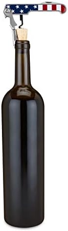 Foster & Rye American Flag Double Hinged Waiters Corkscrew Wine Opener, Stainless Steel with Sharp Foil Cutter for Travel, Outdoor Use, Gifts for Men, Home Bar, Kitchen, Set of 1