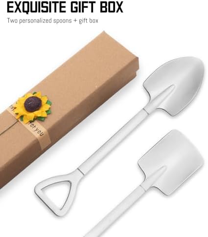 2 Pack Personalized Spoons, 6-Inch Engraved Ice Cream Spoon, Custom Stainless Steel Coffee, Dessert, and Fruit Shovel Spoons with Name, Ideal for Anniversaries, Weddings, and Gifts (Silver)
