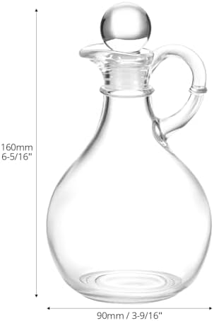 QWORK Glass Oil and Vinegar Cruets Set of 2, 8oz Clear Glass Olive Oil Dispenser Bottles with Airtight Stoppers, Round Salad Dressing Containers