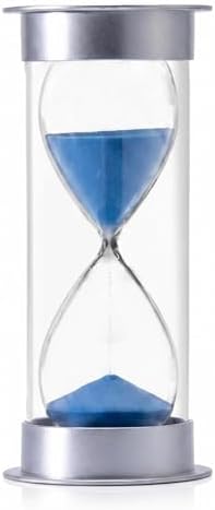Hourglass Sand Timer 5 Minutes, Dual Protection Hour Glass with Sand, Sand Timer for Kids Safety, Sand Clock Watch, Creative Gift, Living Room Office Decorative (Silver Cover with Blue Sand)