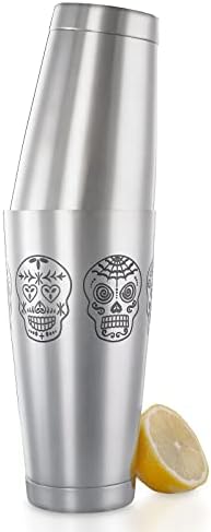 Barfly Skull Cocktail Shaker Tin Set (18 oz and 28 oz),Stainless Steel, Skull,M37009SKU