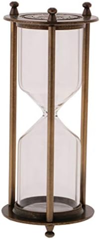 Retro Metal Sandglass Empty Hourglass Sand Timer Without Sand for Home Office Decoration (Bronze - L)