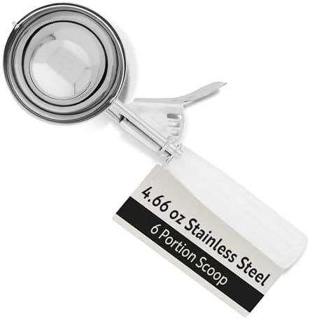 Restaurantware Met Lux 4.66 Ounce Portion Scoop 1 Trigger Release Cookie Scoop - With White Handle Stainless Steel Disher For Portion Control Scoop Cookie Dough Cupcake Batter Or Ice Cream