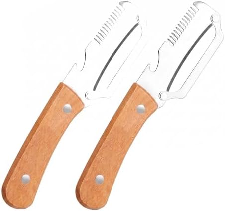 Multi-Functional Vegetable Peeler with Julienne Slicer & Bottle Opener, Stainless Steel Blade & Wooden Handle, Ergonomic Kitchen Tool for Peeling, Slicing & Shredding Fruits & Veggies (Style-B, 2PCS)