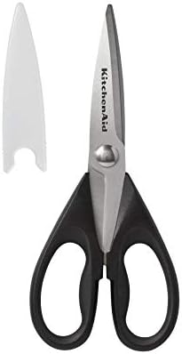 KitchenAid All Purpose Kitchen Shears with Protective Sheath for Everyday use, Dishwasher Safe Stainless Steel Scissors with Comfort Grip, 8.72-Inch, Black and Amazon Basics Multipurpose, Comfort Grip, PVD Coated, Stainless Steel Office Scissors, 3-Pac...