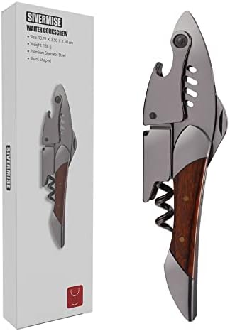 Waiters Corkscrew, Wine Bottle Opener, Heavy Duty Stainless Steel, Rosewood Handle, Shark Shaped Wine Key, Gift for Waiters, Bartenders, Sommelier