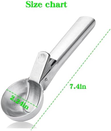 4pcs Ice cream scoop, a portable stainless steel ice cream scoop with trigger device and comfortable handle, suitable for mixed ice cream, fruits, frozen yogurt, etc Large (4pcs Large silvery)
