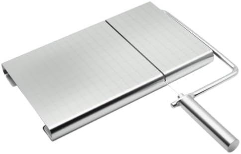1PCS Cheese Cutter Slicer Board Stainless Steel Block Cheese Slicer with Grid Scale Lines and Replacement Wires