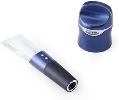 Rabbit Aerate and Preserve Wine Set, Wine/Champagne Sealer and Super Aerator (Blue), Standard