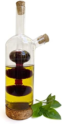 Lily's Home Triple Globe Olive Oil and Vinegar Dispenser - Glass Cruet with Cork Base, Nested Design for Separate Pouring, Kitchen Countertop & Dining Table Essential for Cooking Oil and Balsamic