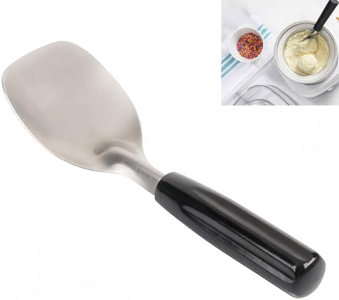 9" Stainless Steel Ice Cream Spade with Black Handle for Scrape and Scoop Gelato and Creamier Frozen Desserts
