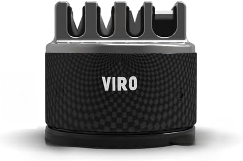 VIRO Compact Suction Kitchen Chef Knife Scissors Sharpener for Straight & Serrated Knives, 4-Stage Knife Sharpening Tool Helps Repair and Restore Blades (Black)