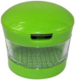 Garlic Chopper, Garlic Dicer and Slicer, Mini Garlic Press with Stainless Steel Blades and Inbuilt Clear Plastic Tray - Green
