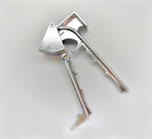 Tredoni Aluminium Big Garlic Press Masher with Head-Cleaner, Olive Pitter, Nutcracker, Meat Tenderizer & Fish Scraper