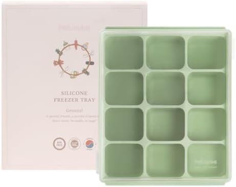 Baby Food Storage Silicone Cubes, Celadon Green, 12 Cubes 1.5oz