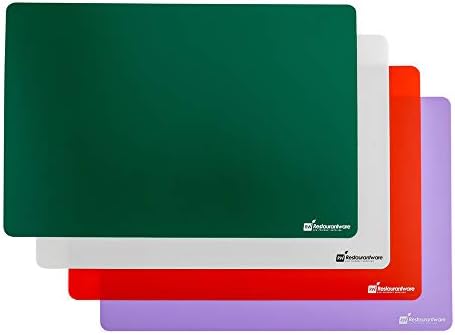 Restaurantware RW Base 18 Inch x 12 Inch Flexible Cutting Boards 1 Includes 4 Mats Cutting Mats For Cooking - Dishwasher-Safe Assorted Colors Plastic Cutting Board Set For Kitchen