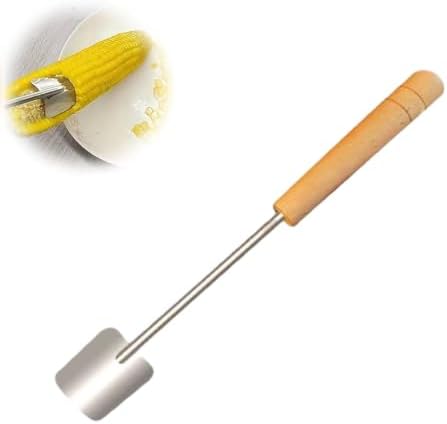 Corn Peeler Stainless Steel Corn Cob Stripper Tool Wooden Handle (1)