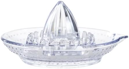 Calaberno Lemon Squeezer Citrus Juicer Manual Hand Squeezer with Handle and Pour Spout, Pulp and Pips Extractor, Heavyweight - Thick Glass with Pouring Lip - Traditional Ergonomic Design, BPA Free