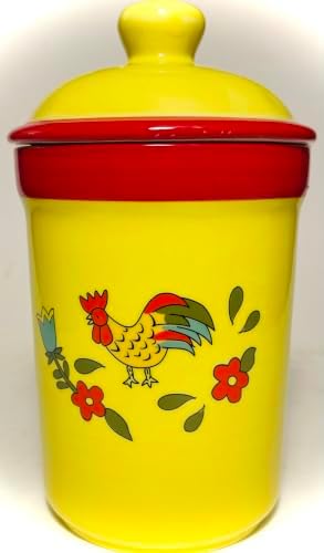 BonCera, Premium Ceramic Garlic Keeper Jar with Lid - Yellow Rooster