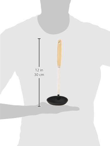 Endoshoji BOL7201 Professional Olive Nylon Ladle, Stainless Steel, Natural Wood, Made in Japan