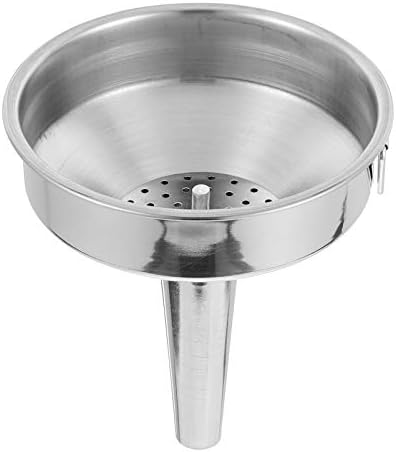 Hemoton 2-Piece 4 Inch Stainless Steel Funnel Set with Strainer for Kitchen Use - Metal Funnel for Precise Liquid and Dry Ingredient Transfer