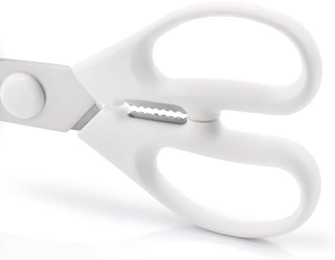 ARCOS Kitchen Take Apart Scissors 8 Inch Nitrum Stainless Steel and 195 mm blade. 154 gr. Ergonomic Polyoxymethylene POM Handle. Series Prochef. Smooth edge and stylish wooden handle. White Color