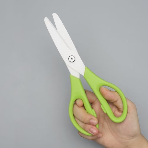 Ceramic Kitchen Scissors 8" Ceramic Blade Scissors White Sharp Blade with Green ABS Handle Cooking Shears for Office School Crafting Kitchen (Green)