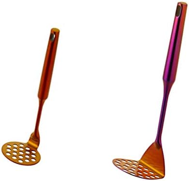 Stainless Steel Potato Masher for Non-Stick, Sturdy and Durable Whole Shaped Food Masher Hand Kitchen Aid, Avocado Masher Kitchen Tool Dishwasher Safe (2 Pcs)