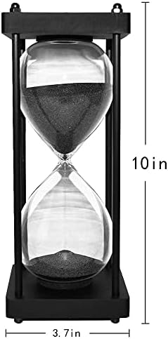Hourglass Timer 60 Minute, Black Wooden Sand Timer, Black