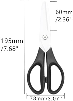 Ceramic Kitchen Scissors 8" Ceramic Blade Scissors White Sharp Blade with Black ABS Handle Cooking Shears for Office School Crafting Kitchen (Black)
