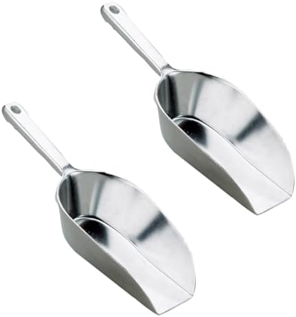 HIC Kitchen Flat Bottom Food Utility Scoop, 7.5-Inch, 185-Millimeter, Set of 2, Commercial-Grade Anodized Cast Aluminum