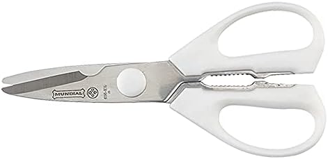 Mundial Take-A-Part Kitchen Shears 8.5”, Rounded Tip, Stainless Steel Blades, White Handle – Detachable, Dishwasher Safe, Multipurpose Food Prep Scissors