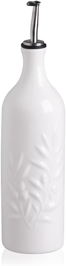 Sweejar Large Ceramic Olive Oil Dispenser Bottle, 24 Oz Relief Opaque Oil Cruet Protects To Reduce Oxidation, Storage Vinegar, Soy Sauce, Coffee Syrup, Liquids, Set of 1 (Gradient Blue)