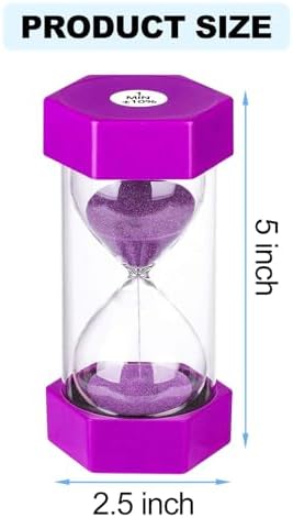 SuLiao Sand Timer 10 Minute Hourglass: Plastic Sand Clock,Small Purple Sand Watch 10 Min,Reloj De Arena,Hour Glass Colorful Sandglass Timer for Kids, Games, Classroom, Kitchen, Decor