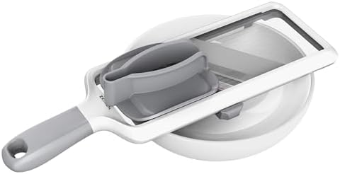 ZKIRON Mandoline Slicer Safety Set – Multi Handheld Mandoline Slicer with 2 Safety Hand Guards – Adjustable Blades, Secure Grip & Enhanced Protection for Fast Meal Prep (Gray)