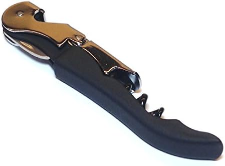 Soft Velvet Touch Waiters Double Hinge Corkscrew Wine Key Bottle Opener (Black)