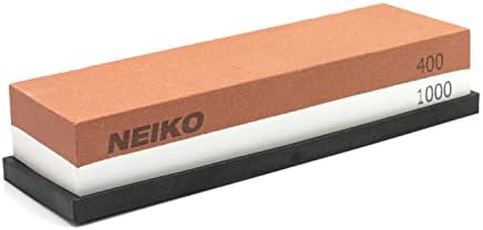 NEIKO 54004A Whetstone, Knife Sharpening Stone, 400 & 1000 Grit, Coarse, 2 Side Sharpener Stone, Water Sharpening Stone Set, Scissor, Blade, Kitchen Knife Sharpener Stone, Wet Stone Sharpening Kit