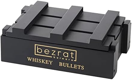 Whiskey Stones Gift Set - Set of 6 Chilling Stones - Rocks Ice Cubes - Beautiful Gift Box for Men, Christmas Stocking Stuffers for Dad (Black W TONGS)