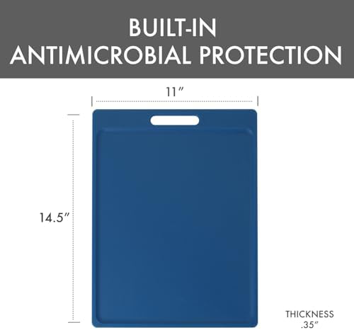 Dexas NSF Certified Polysafe Cutting Board with Handle, 11 x 14.5 Inches, Reversible Kitchen Cutting Board, Blue