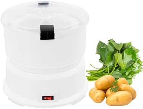 Electric Potato Peeler, 85W Automatic Potato Peeling Machine, 2-in-1 Multi-Functional Peeler Spinner for Kitchens Restaurants to Peel Potatoes, Dehydrate Vegetables, About 1 mins Peeling, White
